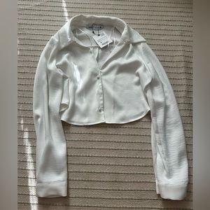 Zara Cropped Satin Dress Shirt